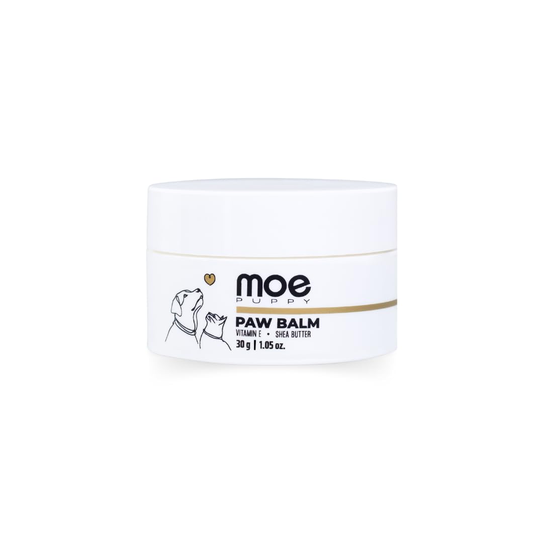 Moe Puppy Natural Paw Balm for Dogs & Cats | Lick Safe Paw Balm for Cracked & Dry Paws and Nose | Heals, Repairs & Moisturizes Paws, Elbows & Dry Itchy Nose (30 g) (Pack of 1)