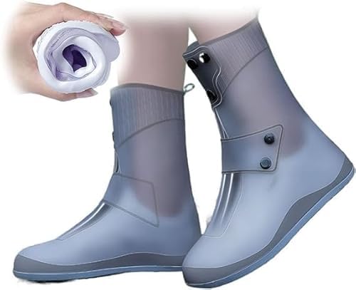 (1Pair Waterproof PVC Outdoor Rain Boot Shoe Cover- Foldable & Store-Reusable Rain Shoe Covers – Thick Abrasion Resistant Anti-Slip Shoe Cover – Kids for Men and Women (XL) Multicolor