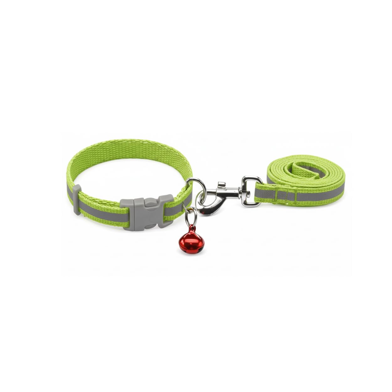 Dog Trust Nylon Cat Collar Belt & Leash Set, Reflective Dog, Cat, Puppies Collar Adjustable, Durable & Lightweight Belt (Green, Pack of 1 Piece)