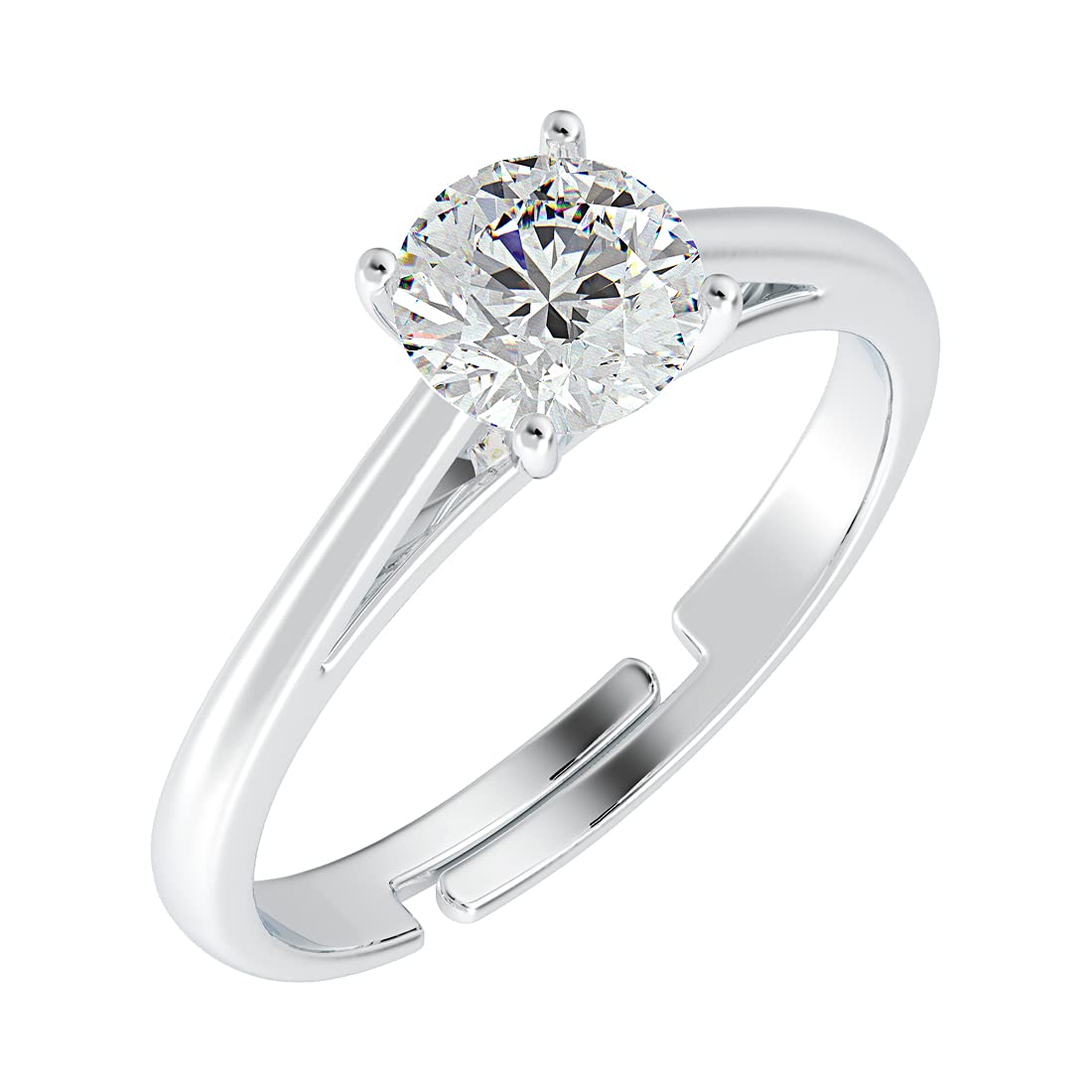 Clara Real 925 Sterling Silver Adjustable Ring Band Gift for Women & Girls | Multiple Design Options | Minimal Design for Daily Wear |Swiss Zirconia | Platinum Plated