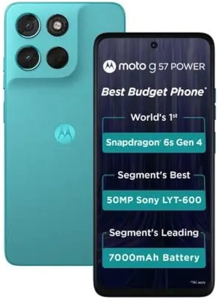 Motorola G57 Power 5G (Fluidity, 8GB RAM, 128GB Storage)| Snapdragon 6s Gen 4 Processor | 6.72″ FHD+ Display | 50MP LYT-600 + 8MP Ultrawide | 8MP Selfie Camera | 7000mAh Battery, 33W TurboPower | IP64