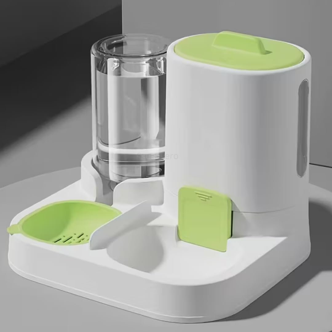 SANSEFERO Automatic Pet Feeder & Water Dispenser for Dogs & Cats Dual Food and Water Bowl Set with Storage Container with Filter Tray Non-Slip Design (Random Color)