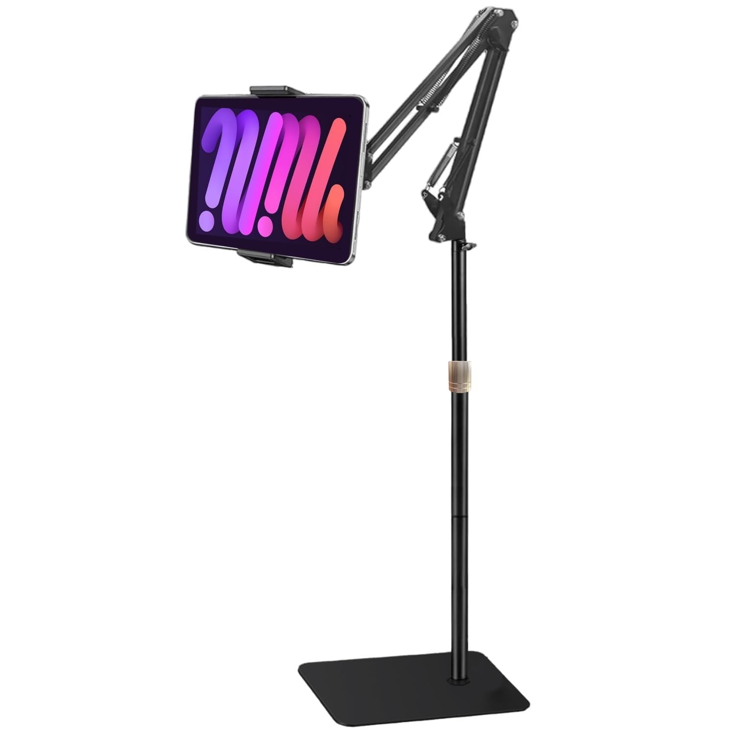 Dyazo Adjustable Floor Stand with 360° Rotating Gooseneck Long Arm | Dual Mobiles & Tablets Holder with Stable Base | Fits 4-12.9 Inch Compatible with Tablets, Galaxy Tab and Mobile Phones
