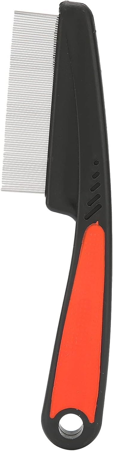 Flea Lice Comb, Stainless Steel Dog Cat Grooming Combs with Rounded Teeth, Double Sided Professional Pet Tear Stain Remover, Dematting Tool for Small, Medium & Large Pets(COLOR MAY VARY)