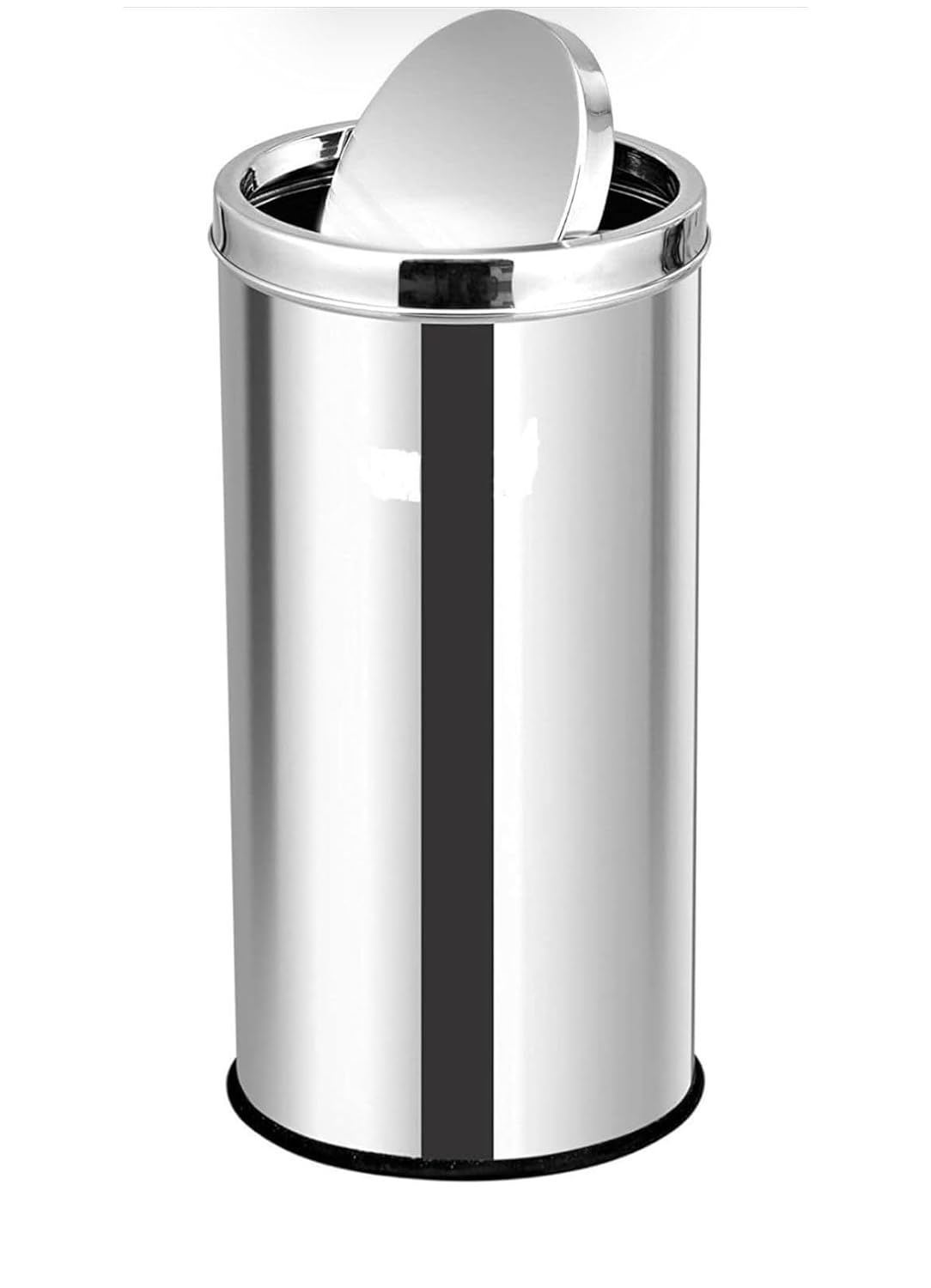 LITTERBIN Stainless Steel Swing Dust Bin with Lid | Garbage Bin, Round Shape Trash Can for Home, Kitchen, Washroom, Offices And Bathroom 10×24 (30 Liter)