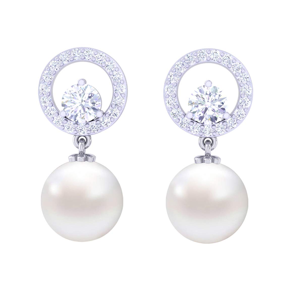 CLARA 925 Silver Dante Pearl Pendant Earrings Chain Bracelet Ring for Women | Gift for Girls | Platinum Plated | Swiss Zirconia | Jewellery Set