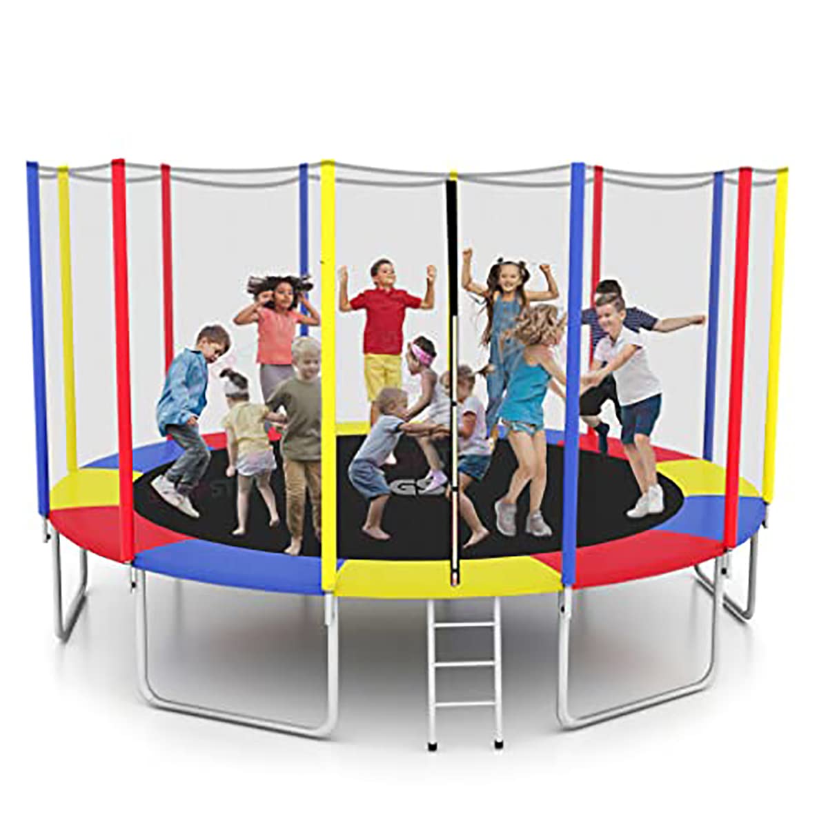 Shopster Fitness GS 16 Feet Jumping Trampoline for Kids & Adults with Safety Enclosure net, Jumper Mat (Supports Weight Capacity of 350 Kgs), Indoor & Outdoor, Heavy Duty (Dia- 16 ft), Rainbow