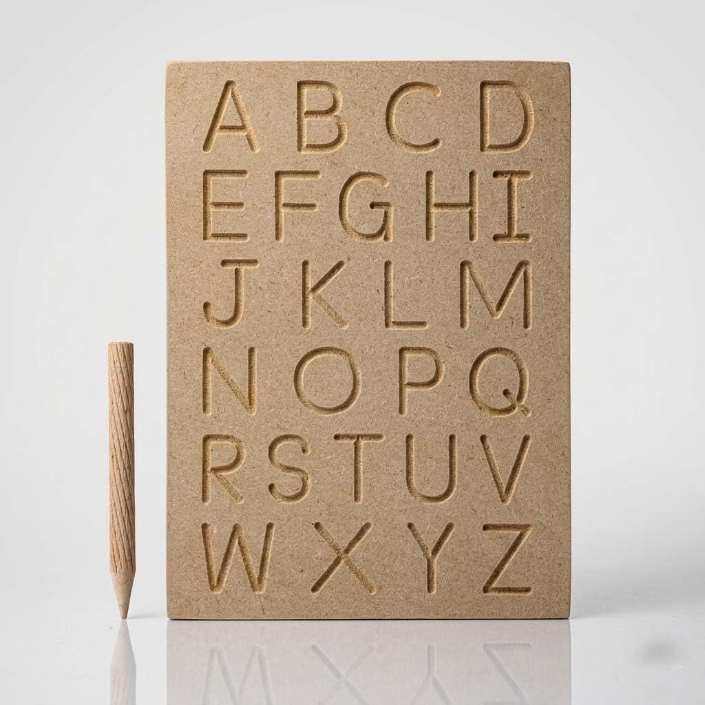Wooden Alphabet Tracing Board for Practice and Learning Trace Letters Capital Alphabet Writing Practice Tracing Preschool Boards for Kids (Badi ABC)
