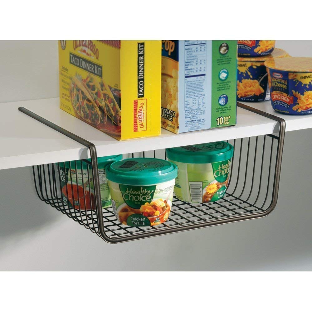 Combo Pack of 1 Under Shelf Hanger Basket Steel Wire Rack Storage for Kitchen & Bathroom Organizer Assorted Colour: Black (28x26x15CM) (Made in India)