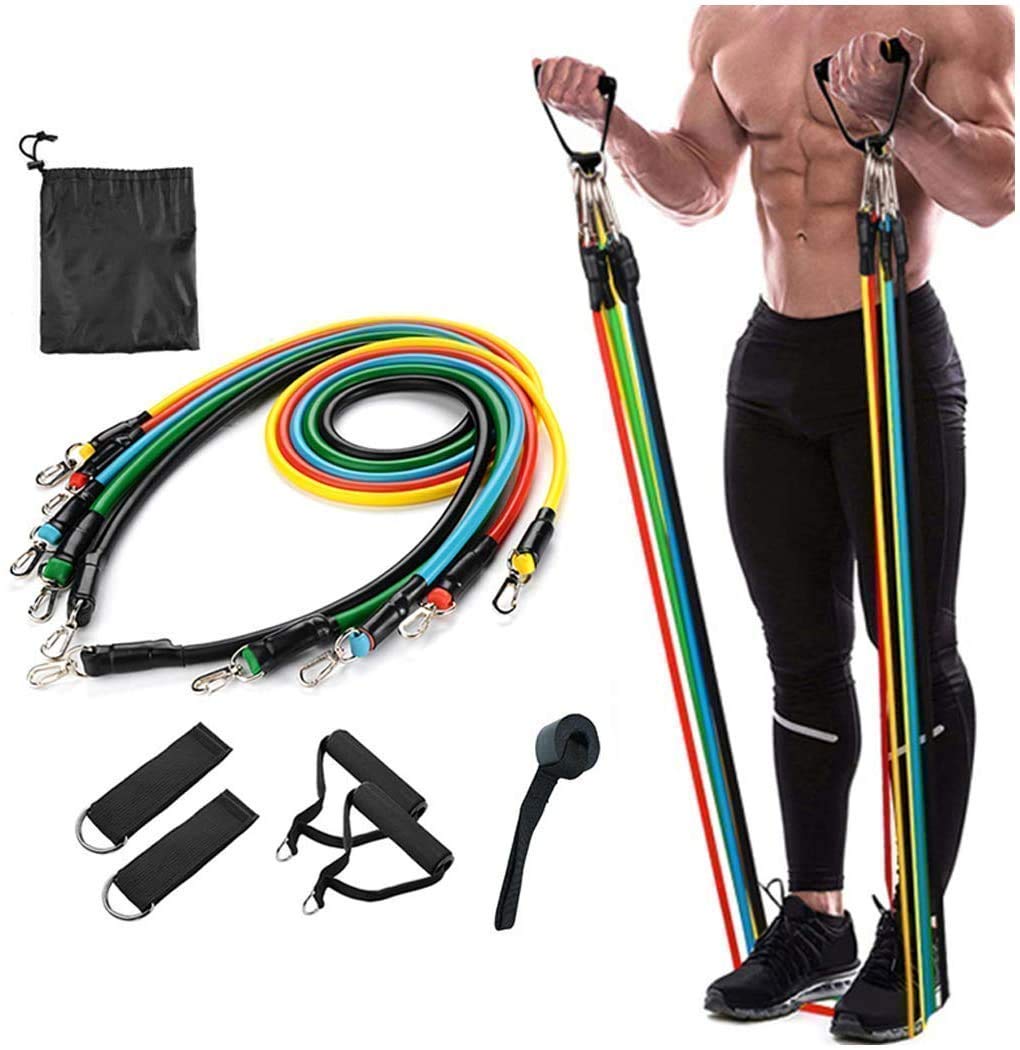 VIULVUK Home Gym Workout Kit for Men & Women | 11-Piece Resistance Bands with Toning Tubes, Ankle Straps, Door Anchor, Handles & Carry Bag | Exercise Rubber Band for Full Body Fitness & Stretching