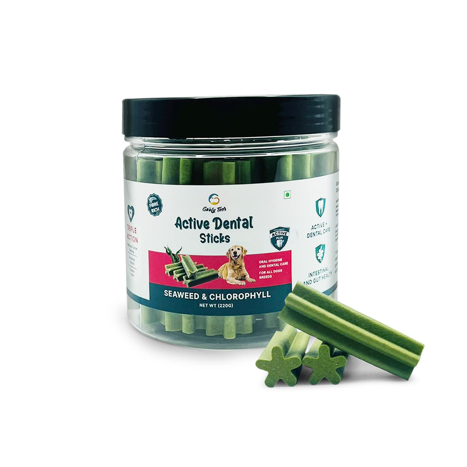 Goofy Tails Active Seaweed Dental Stick 220g, Dog Treats Vegetarian, Dental Sticks for Dogs, Chew Sticks for Dogs, Dog Chew Stick