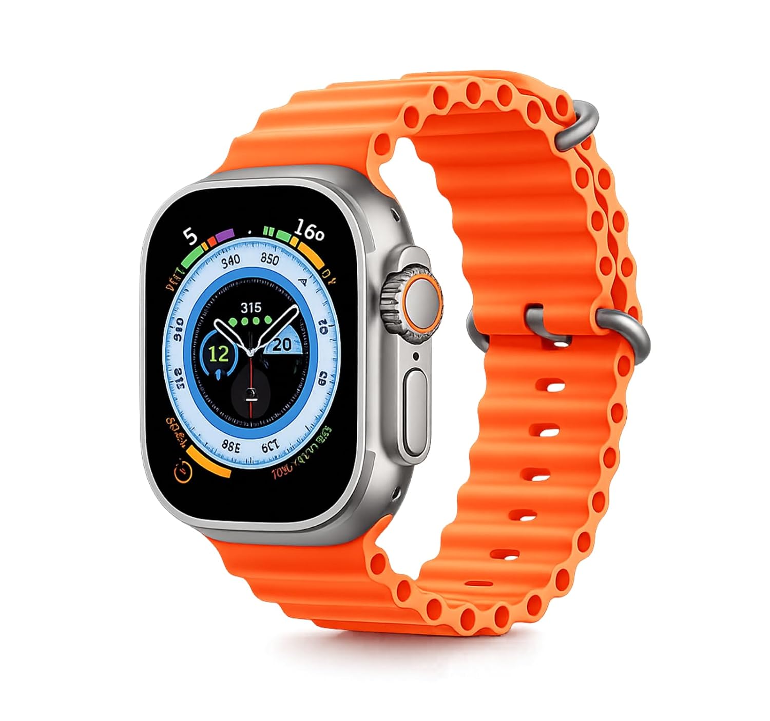 GHEREL Smartwatch for T900 Ultra with Sleep Monitoring, Activity Tracking, Orange Sports Strap, Large HD Touchscreen, Bluetooth Calling Feature, and Smart Notification Support