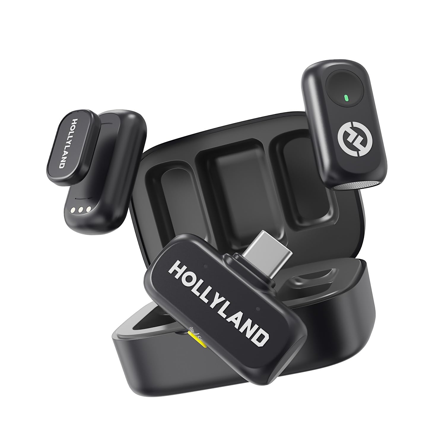 Hollyland Lark A1 Duo Wireless Lavalier Microphone, 48kHz/24-bit Audio, 3-Level Noise Cancellation, 200m Range, Clip-On Mic for iPhone 15/16, Android, YouTube, Podcast & Vlog