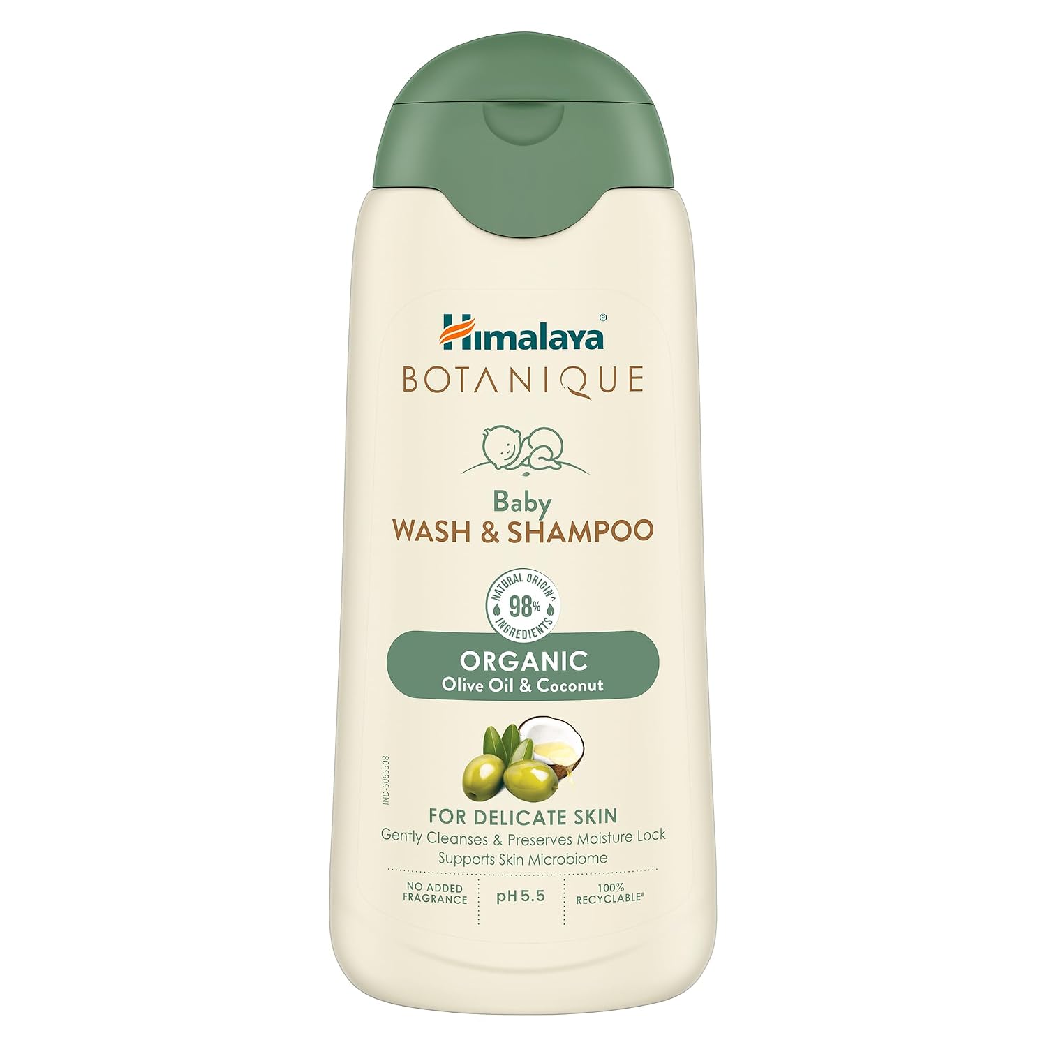 Himalaya Botanique Baby Wash & Shampoo 100 ml | Organic | Preserve Moisture Lock| No Tears | Dermatologically Tested | Helps Protect Skin Barrier | pH 5.5 | Hypoallergenic | No Added Fragrance