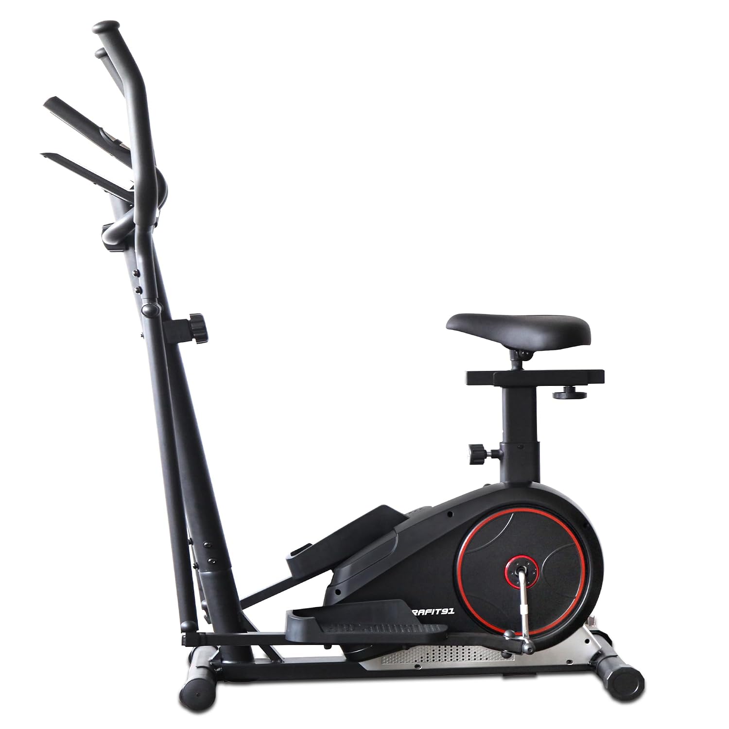 Durafit91™ Powerstride Elliptical Cross Trainer |7 Kg Flywheel | Max User Weight 130 Kg | 8 Levels Magnetic Adjustable Resistance| Adjustable Seat | LCD Display