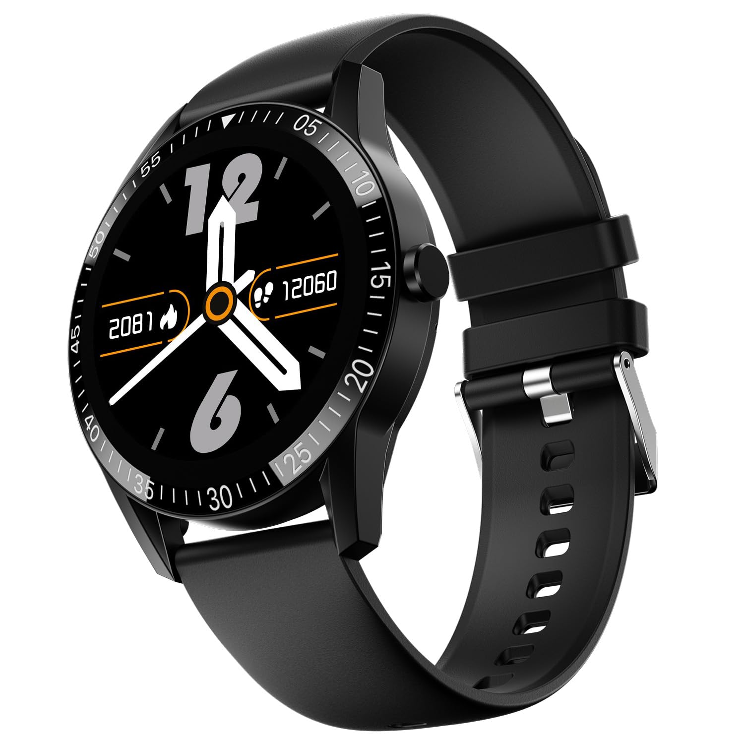 Fire-Boltt Talk Round Smart Watch 1.39″ TFT Display with Bluetooth Calling, Dual Button, Voice Assistance, SPO₂ & Heart Rate Monitor, 120+ Sports Modes, Smartwatch for Men & Women – Black