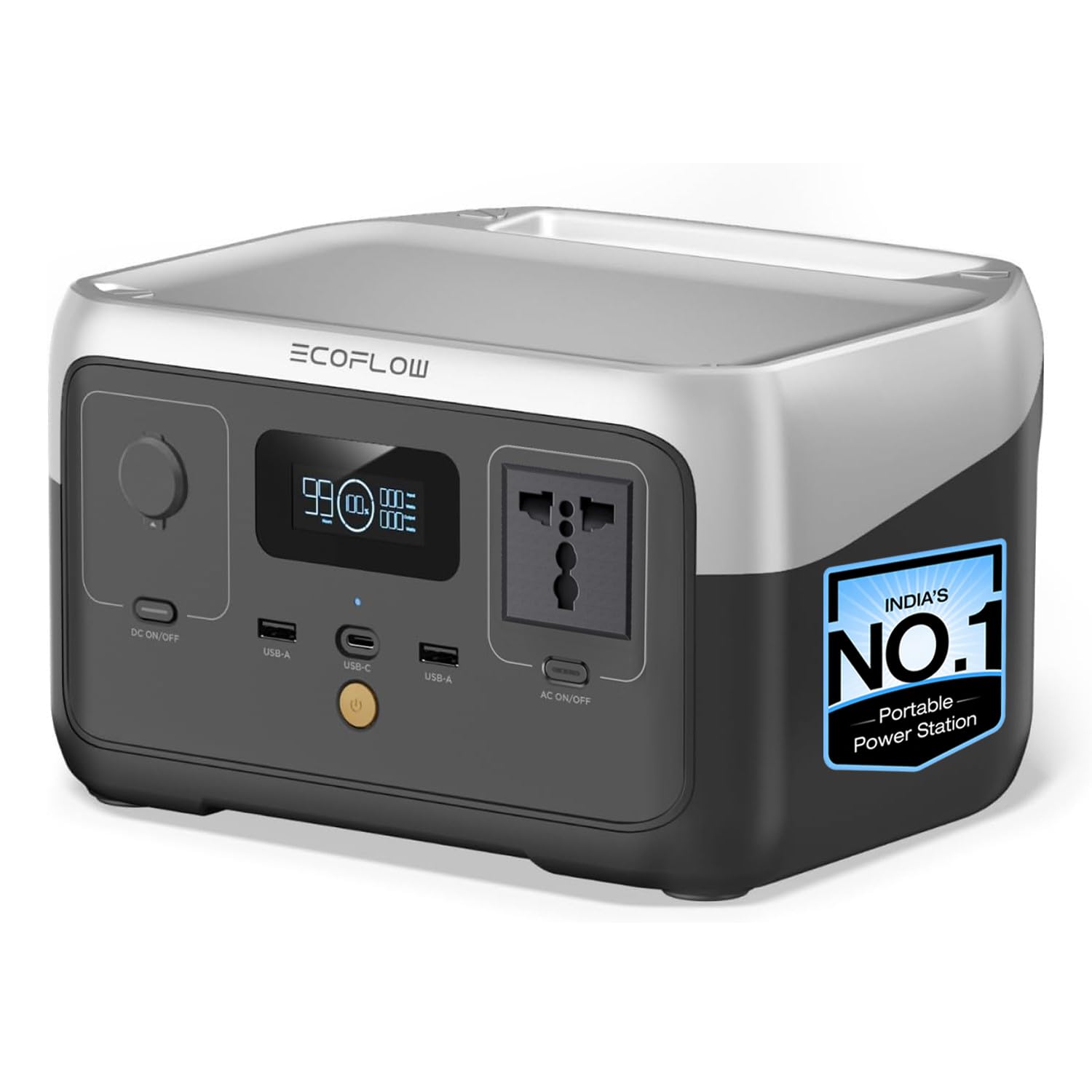EF ECOFLOW 300W Portable Power Station RIVER 2, 256Wh LiFePO4 Battery, 10 Year Life, 0% – 100% Charge in 60 mins, 230V – 50Hz India Voltage, Power 6 Appliances at once, For Outdoor Use & Home Backup