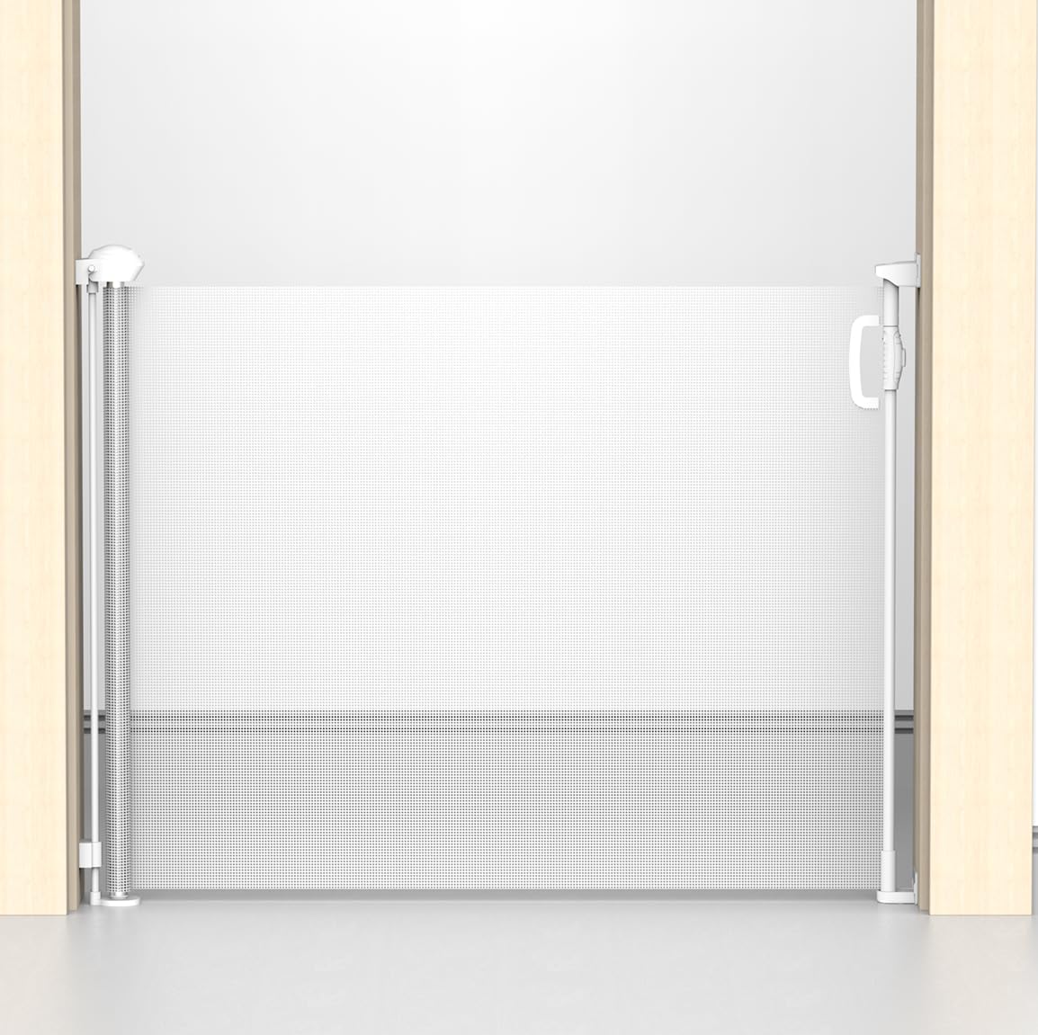 Kids Station Baby Retractable Safety Gate – Gate with Two Way Auto Close – Adjustable Width – Height 90cm or 2.9ft – Expandable to 140cm or 4.6ft (White)