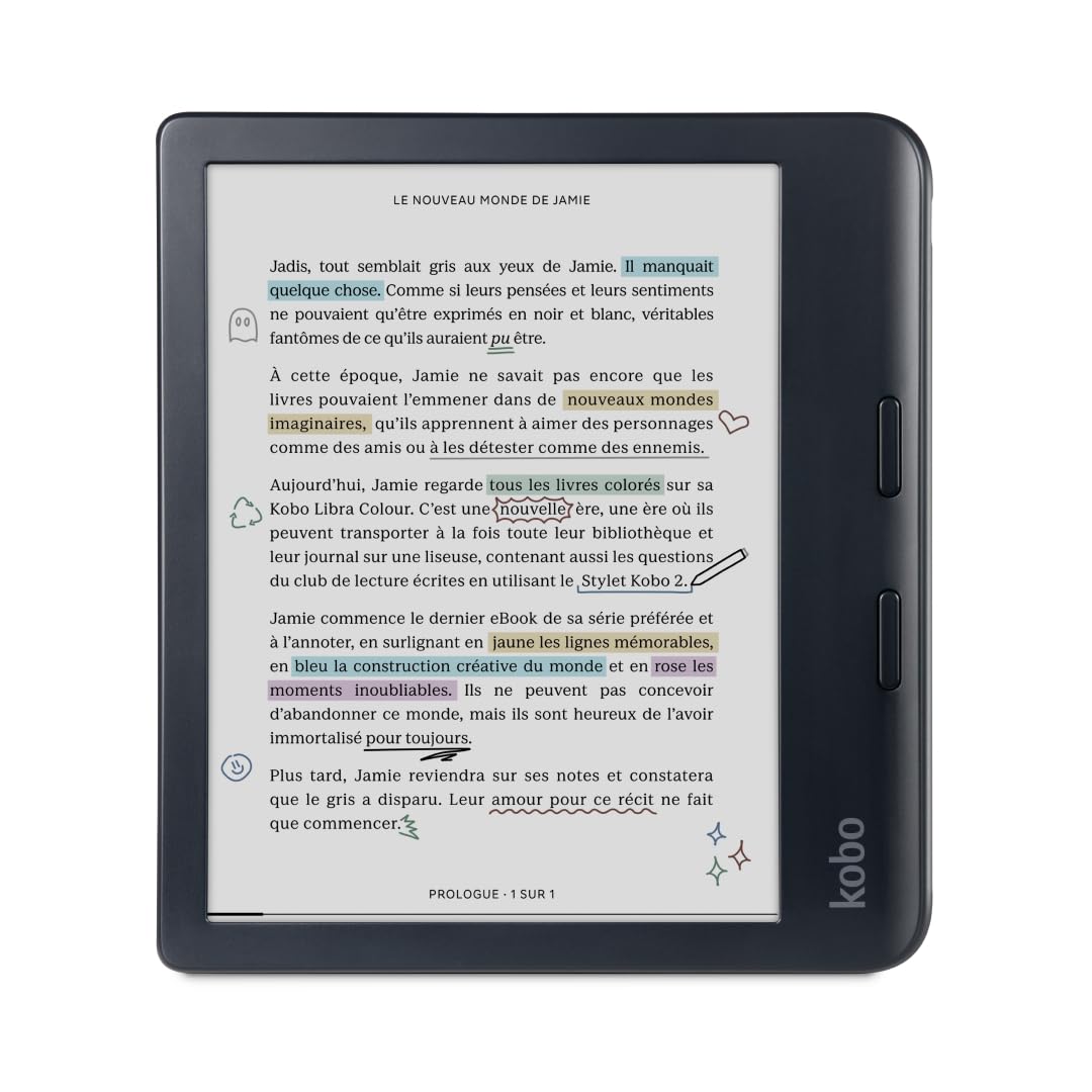 Kobo Libra Colour | eReader | 7” Glare-Free Colour E Ink Kaleido™ 3 Display | Dark Mode Option | Audiobooks | Waterproof | 32GB of Storage | Black | 7” Colour E Ink Kaleido 3, Dark Mode, Waterproof, Audiobooks, eBooks, Recycled Materials