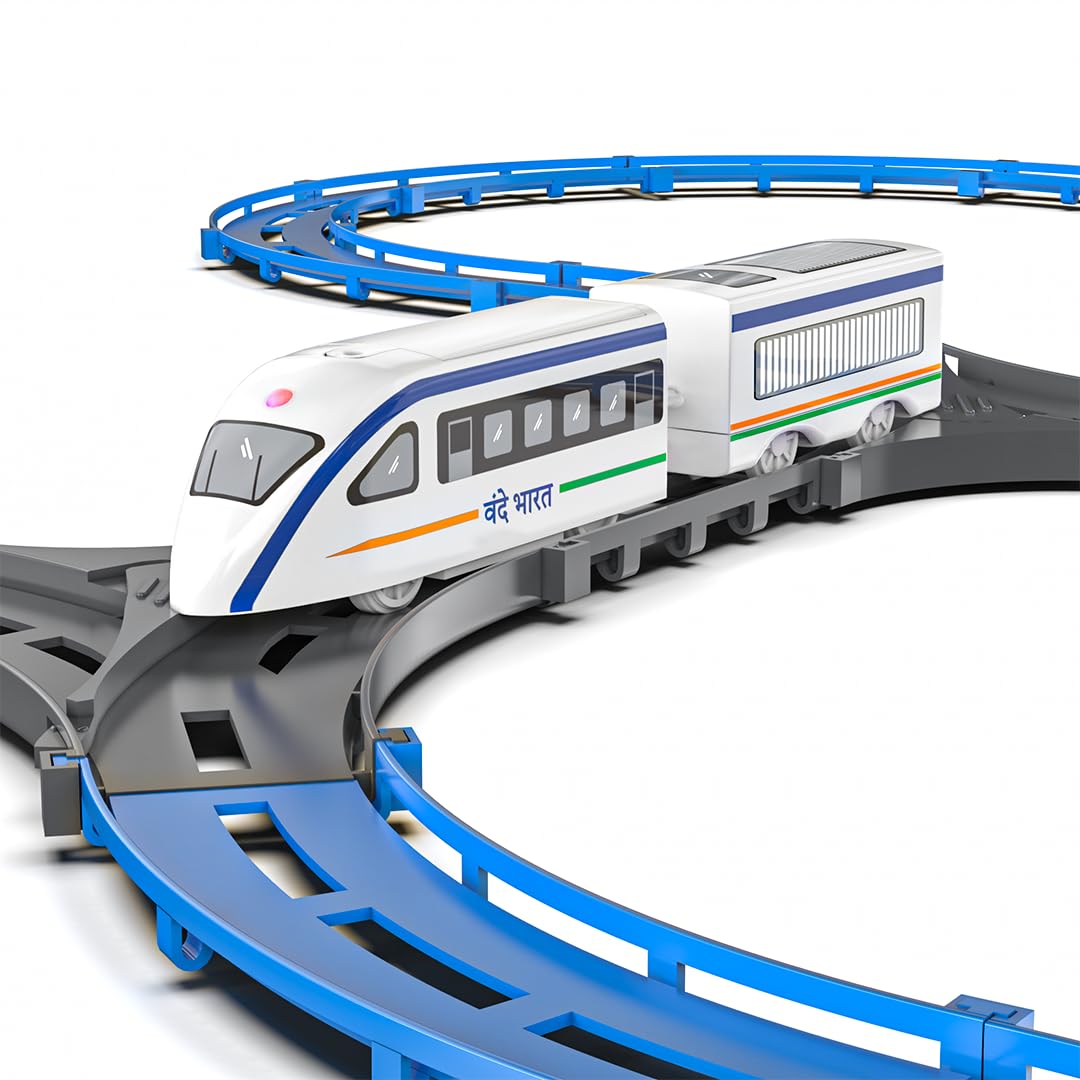 Mirana Vande Bharat Bullet Train Toy Set for Kids – Multiple Railway Track Layout, AAA Battery Operated, Fun Gift for Boys & Girls 1+ Years, Made in India (Basic – 43 pcs)
