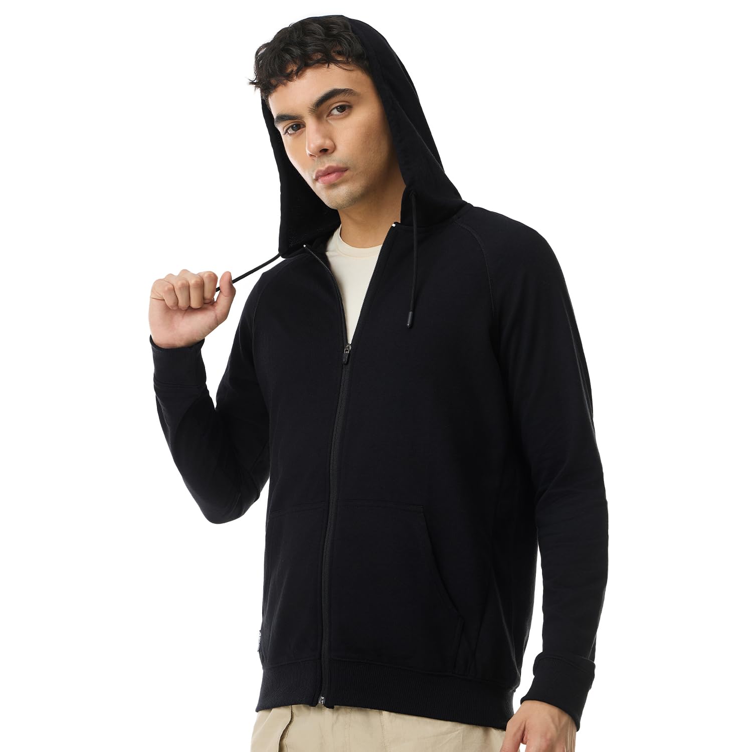 Boldfit Sweatshirt for Man Zipper Hoodies Jackets for Men Stylish Latest Hoodies Man Winter Wear Pullover Casual Sweat Shirt Travel Office Outdoor Cotton Blend with Pockets Full Zipper – Black
