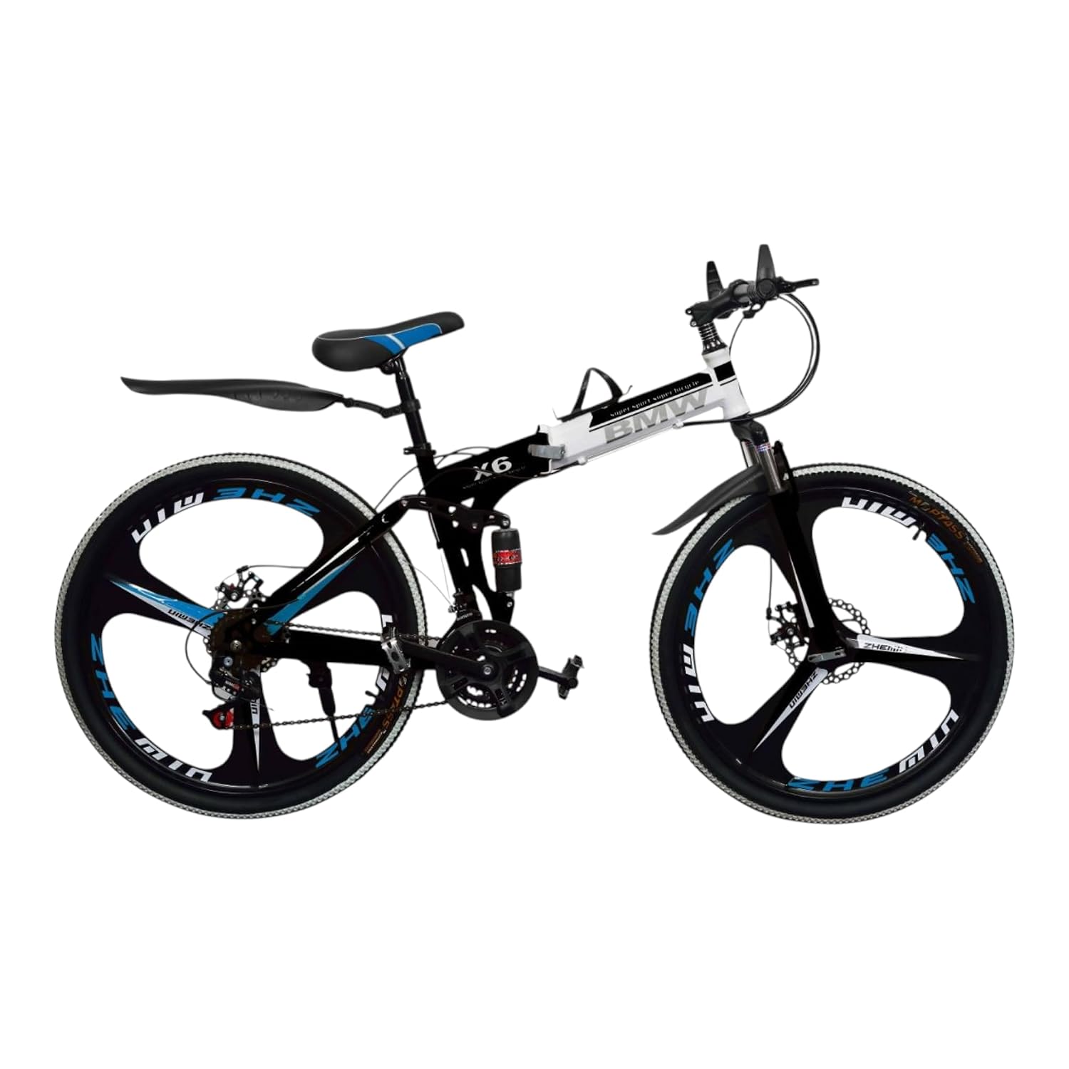 Amaze Kai Dual Suspension Bikes Latest Bmv Foldable Gear Cycle for Men with 21 Speed Gear 3 Spoke | Folding Mountain Bike with Double Disc Break & Mac Wheel, 26 Inch (Black)