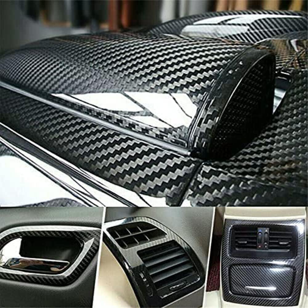 SUNBIRD 5D Car Carbon Fiber Vinyl Wrap Roll, Self-Adhesive Film Sticker for Cars and Motorcycles, Interior/Exterior DIY Decoration, (5D Carbon, 12 X 24 Inch)