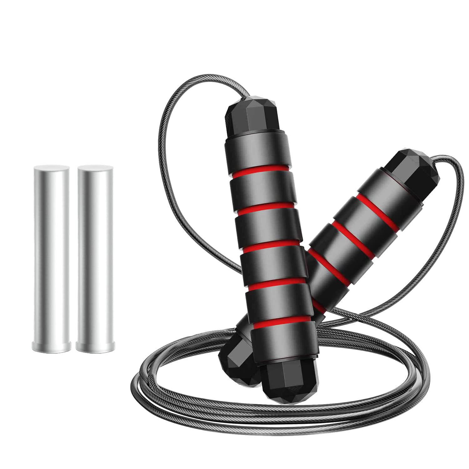Boldfit Skipping Rope for Men and Women Jumping Rope With Adjustable Height Speed Skipping Rope for Exercise, Gym, Sports Fitness with Weight Bars Adjustable Jump Rope with Weight Bars – Red Black