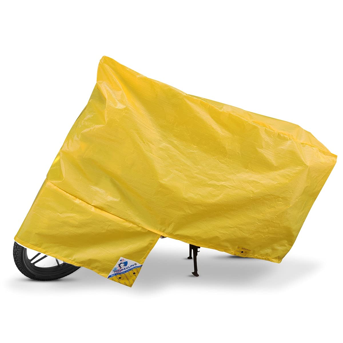 TUFFPAULIN Bike Cover, Standard Size, Yellow, UV Protection & Water Resistant Dustproof Plastic Bike Body Cover for Two Wheeler, Scooter, Motor Cycle with Carry Bag-1 No.