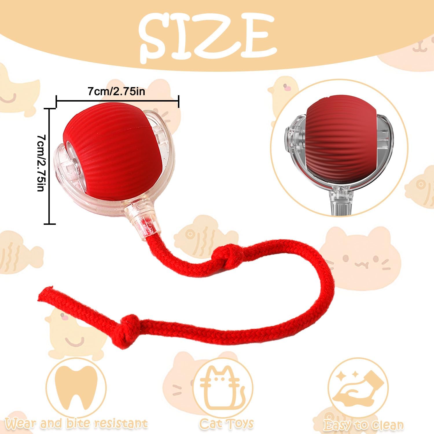 Tails Cat Toys,Agile Moving Ball with Elastic Mesh Tail,Interactive Cat Toy for Indoor Cats,Motion Activated,Ultra-Fast Kitten Toys