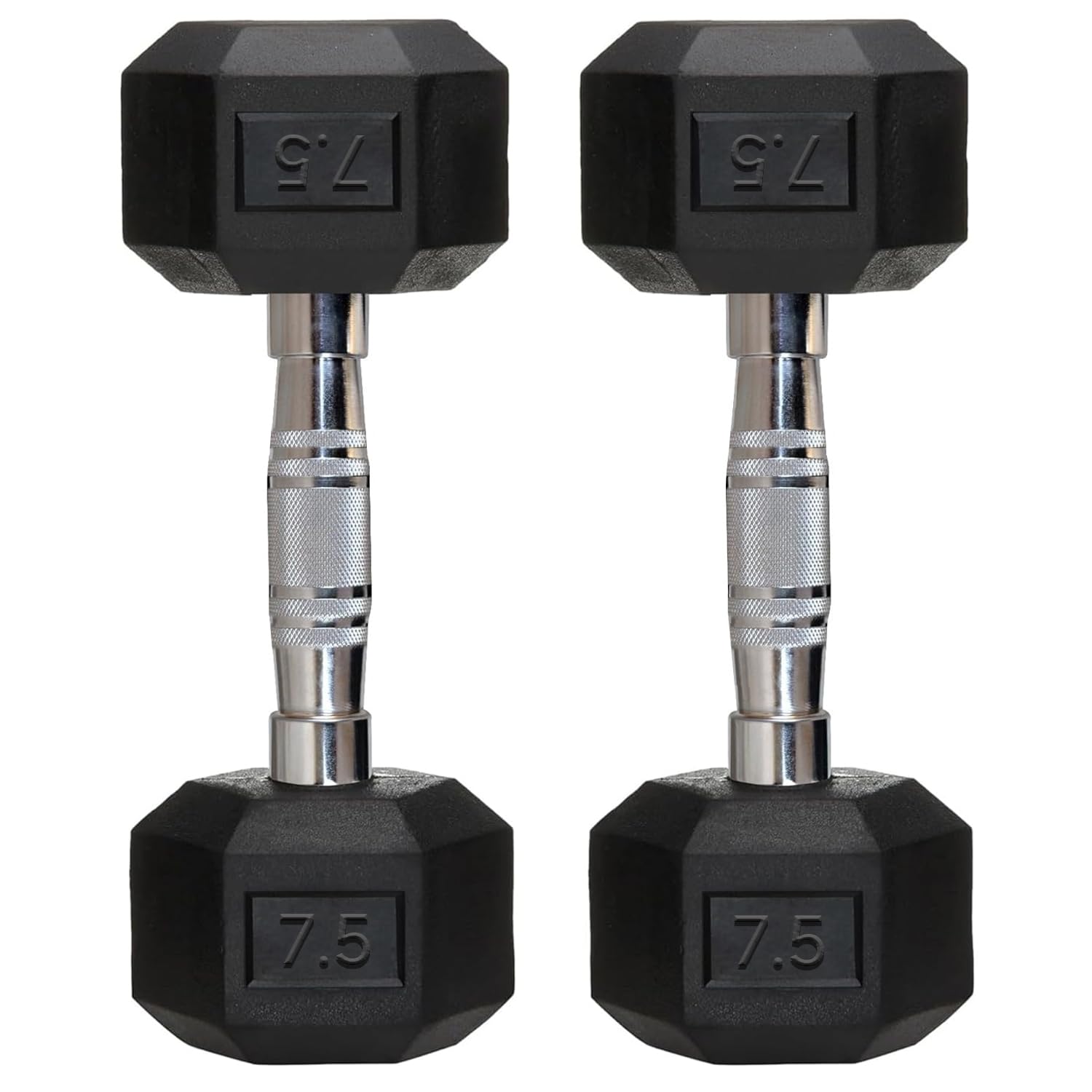 FITRXX Rubber Coated Hexa Dumbbell Set (7.5 kg Pair) | Professional Exercise Dumbbells for Men & Women | Home Gym Equipment for Full Body, Upper & Lower Body Strength Training | Anti-Slip Handle