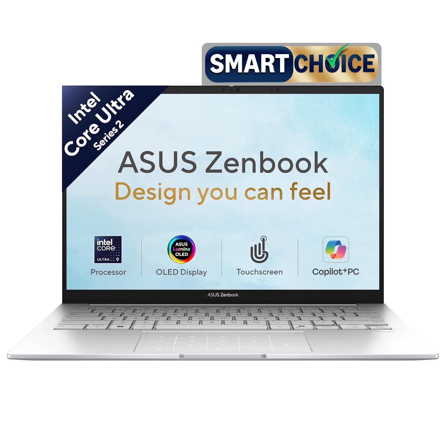 ASUS Zenbook 14 (2026),Smartchoice,Intel Core Ultra 9 285H,32GB RAM,1TB SSD,OLED,Touchscreen,14″(35.5 cm),Win 11,M365 Basic(1Y)* Office 24,Foggy Silver,1.28 Kg,UX3405CA-QL1113WS,Thin & Light Laptop