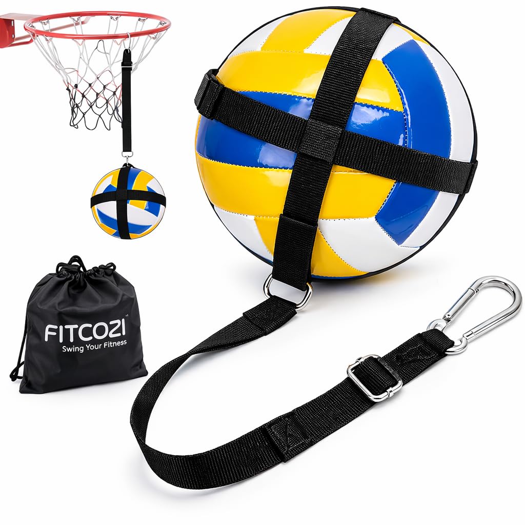 FITCOZI Nylon Adjustable Volleyball Training Aids Equipment, Elastic Spike Trainer Strap for Solo Practicing Serve, Spike, Set, Jump, Pass & Wicked-Fast Arm Speed (Target Practice Jumping), Black