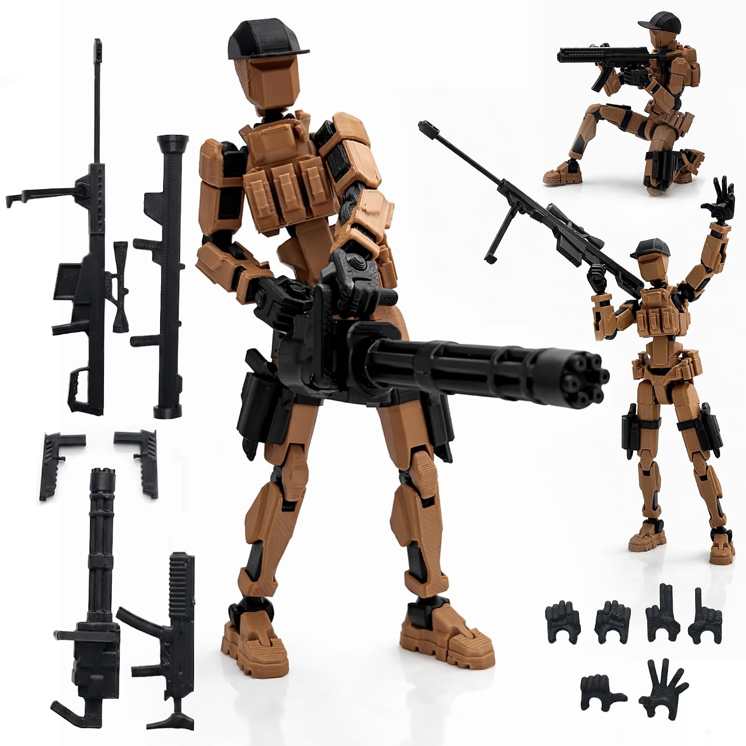 Military Soldier Dummy 13 Robot Action Figure with Weapons, 5.25 Inch, Articulated Joints, Plastic, Modern Robot Theme