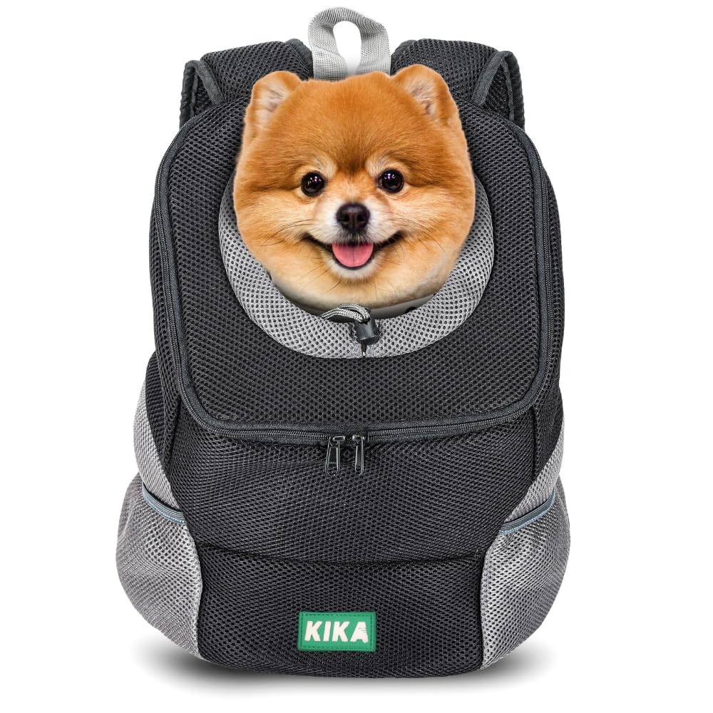 KIKA Pets Head Out Dog Carrier Backpack Puppy Dog Travel Carrier Front Pack Breathable Head-Out Backpack Carrier for Small Dogs Cats Rabbits (Large Size, L)