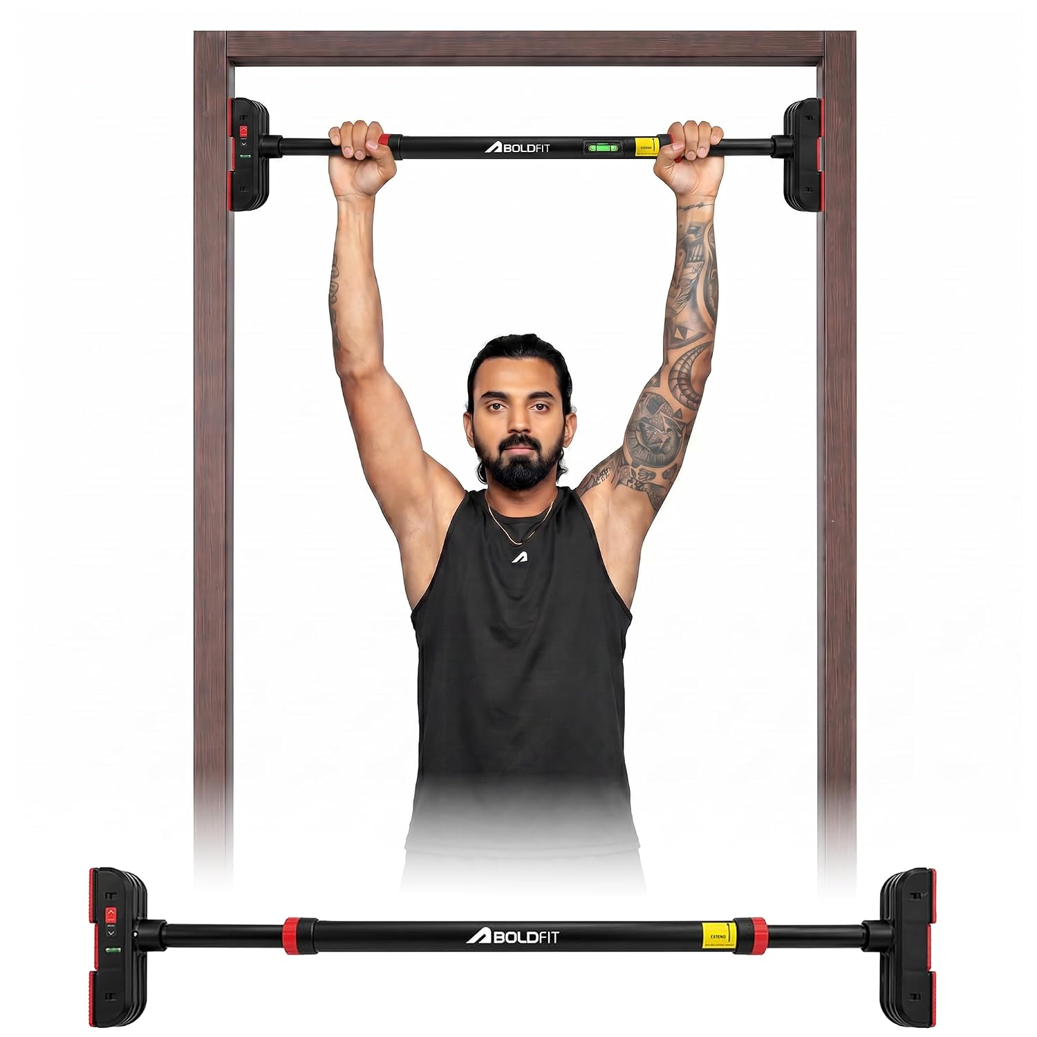 Boldfit Pull Up Bar Door for Home Workout (Upto 300Kg) – Gym Equipment for Home Workout | Adjustable Door Way Chin Up Bar for Home Workout for Kids & Adults | PullUp Bar for Men & Women | Anti-Skid Grip (72-115 CM)