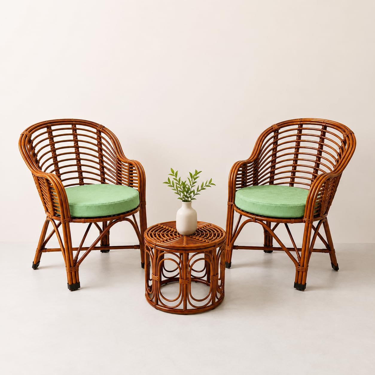 Premium Bamboo Chair Set with Table,Kursi,Garden Chairs with Table,Chairs for Living Room, Home, Dining Room, Bedroom, Kitchen, Office, Outdoor & Garden,Set of 2 Chairs & 1 Table, Brown