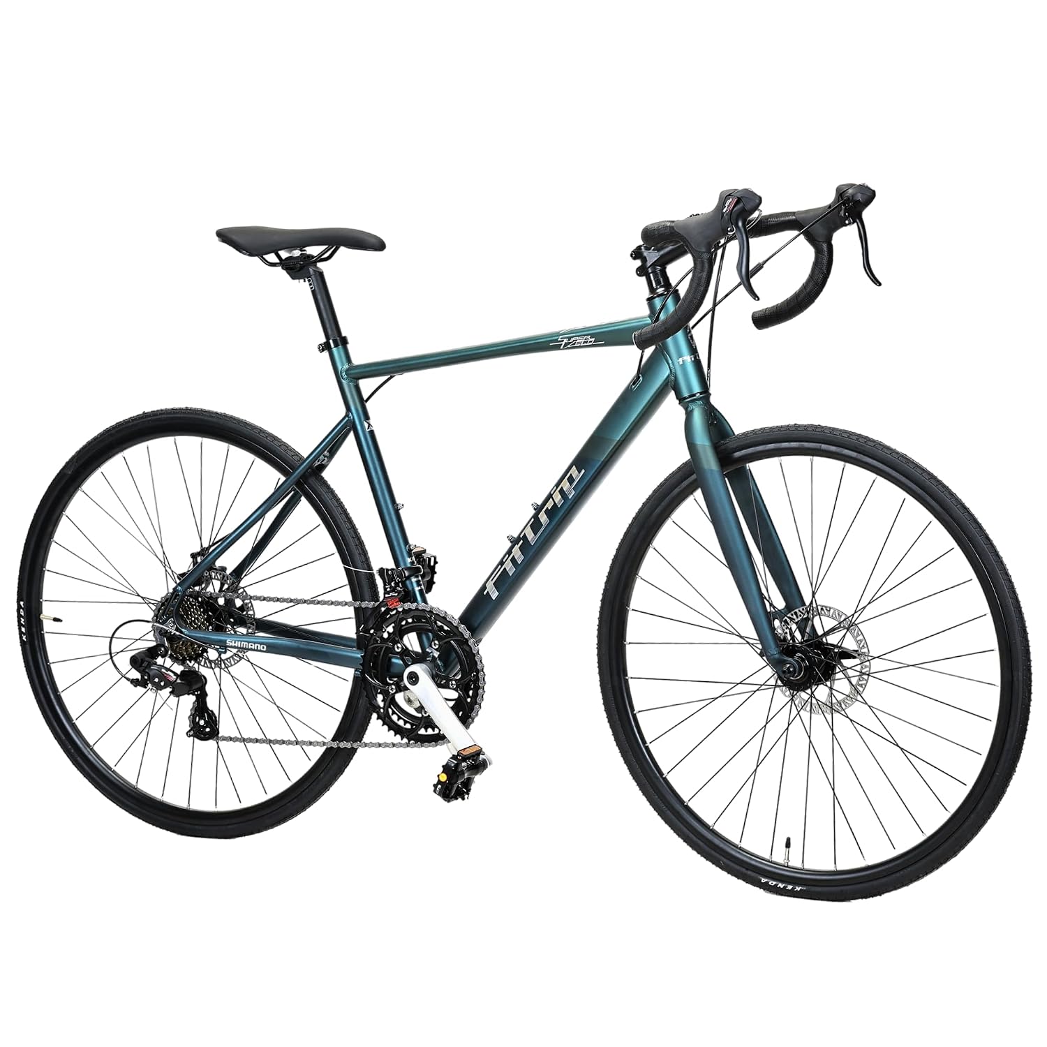 FitTrip Super Velo Roadbike | Al Alloy 6061 Frame & Fork w/ICR | 2×7 Full Shimano Gearset | Zoom Disk Brakes | KMC Chain | 700x25c Kenda Tyres | Cycle for Men & Women