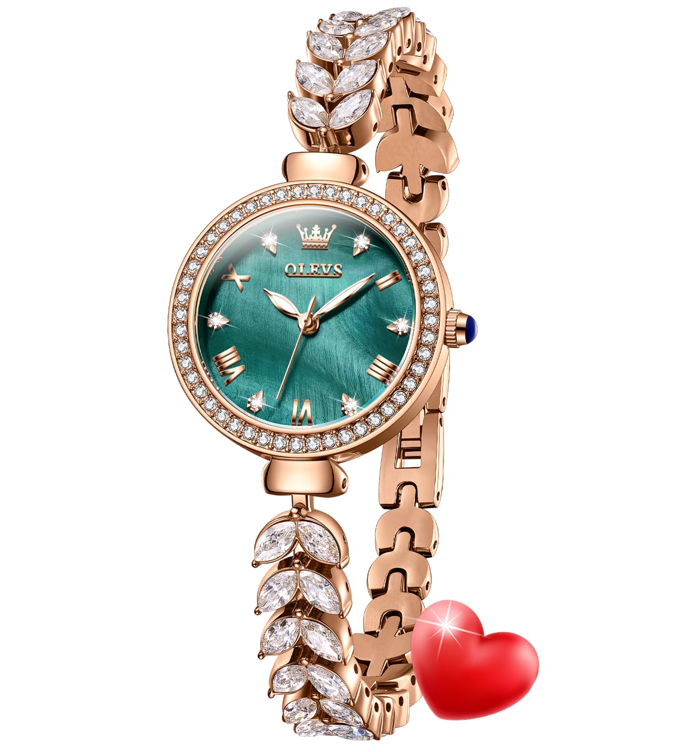 OLEVS Diamond Watch for Women Luxury Dress Rose Gold Bracelet Casual Elegant Waterproof Date Ladies Quartz Wrist Watches