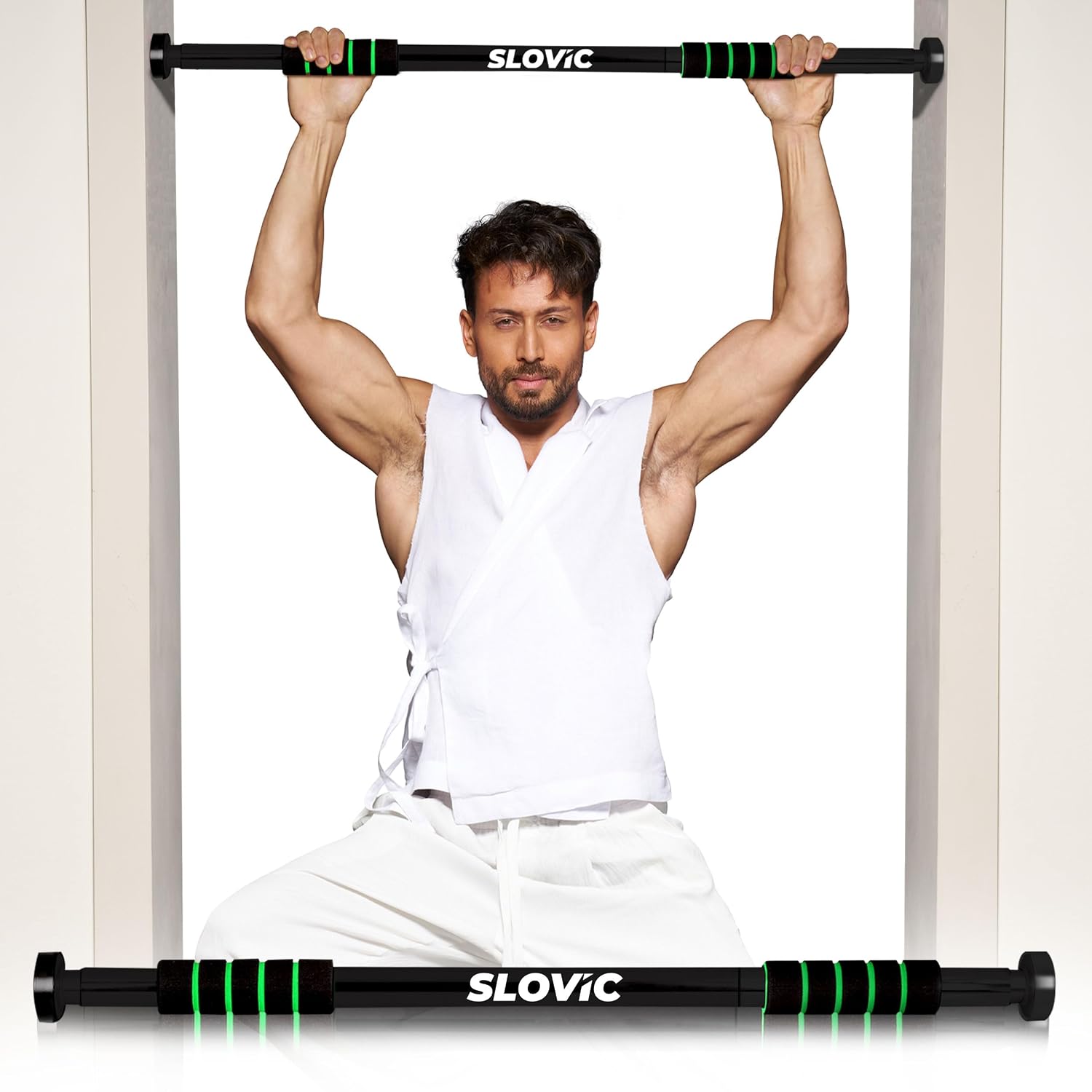 Slovic Pull up Bar for Home for Kids & Adults [100 KG] | Pull up Bar Wall Mounted with Anti-Skid Grip | No-Drill Installation Pull-up Bars for Home Workout | Gym Equipment for Home Workout (62-100 CM)