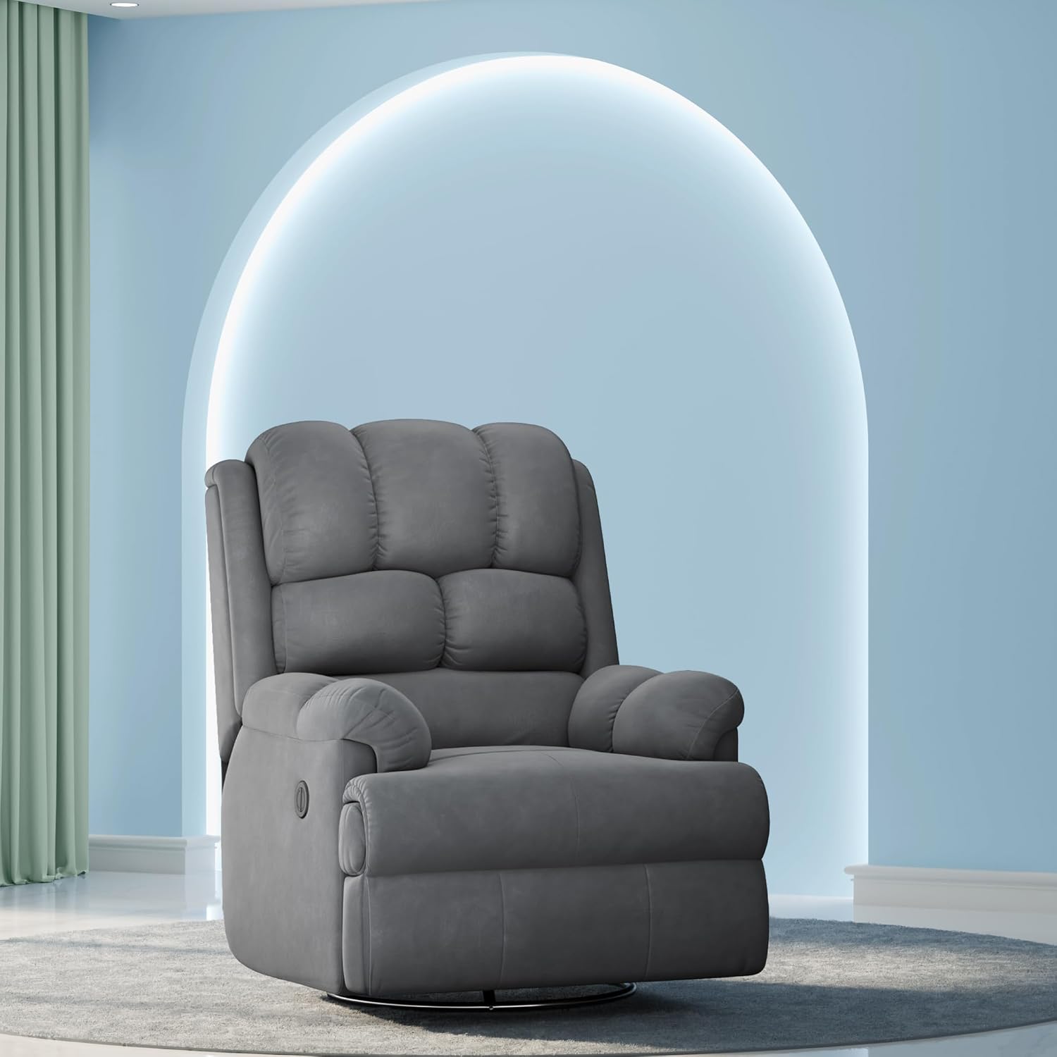 The Sleep Company Luxe Motorised Recliner Sofa | Recline, Rock, Revolve | Patented SmartGRID Technology | German Engineered Mechanism | 1 Seater – Superior Seat Comfort | Grey | Free Installation