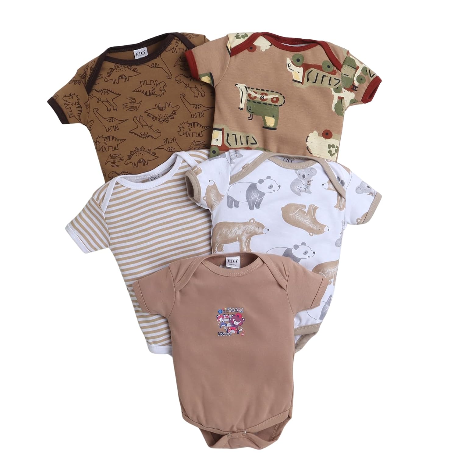 EIO Newborn Baby Cotton Romper Sleepsuit | Half Sleeve Jumpsuit Bodysuit for Boys & Girls | Soft Breathable Baby Clothes Combo Pack