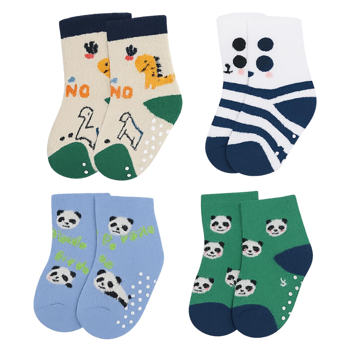 Baby Socks 1-2 Years 2-3 Years | Anti Skid Socks for Kids with Rubber Grip | Cotton Rich Soft Toddler Socks | Anti Slip Non Skid Grip Socks for Boys & Girls | Cute Prints | Pack of 4