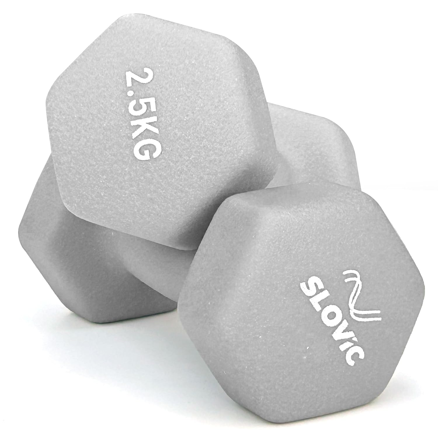 Slovic Dumbbell Set [2.5 Kg Each] | Neoprene Dumbbell Set for Home Gym | Gym Dumbbell Set for Home Workout | Gym Equipment for Home Workout | Anti-Skid Iron Dumbbell | Dumbbells for Women [Grey]