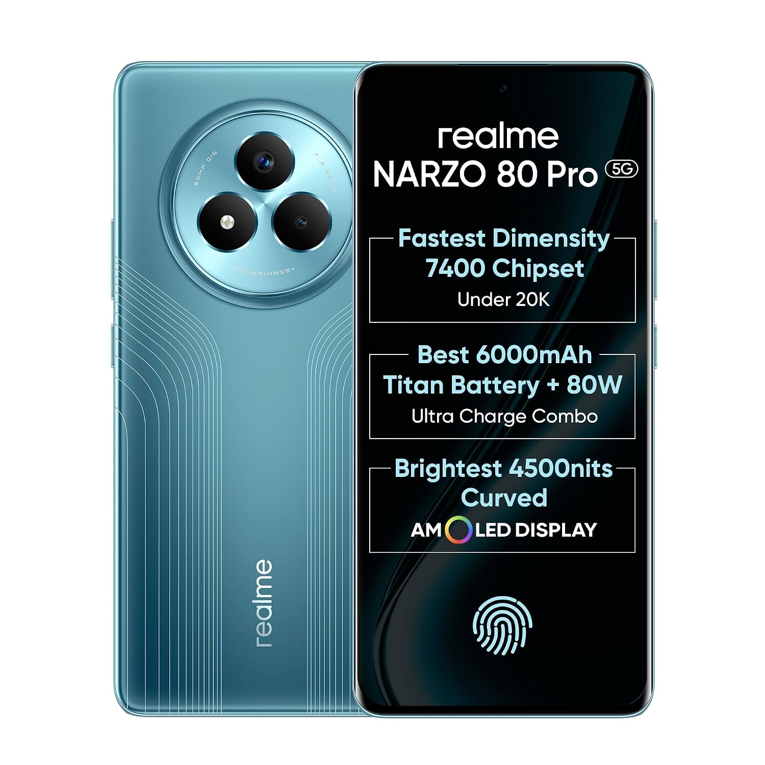 realme NARZO 80 Pro 5G (Racing Green,8GB+256GB) | Segment’s 1st MediaTek Dimensity 7400 Chipset | 6000mAh Titan Battery + 80W Ultra Charge | 4500nits HyperGlow Esports Display | IP69 Waterproof