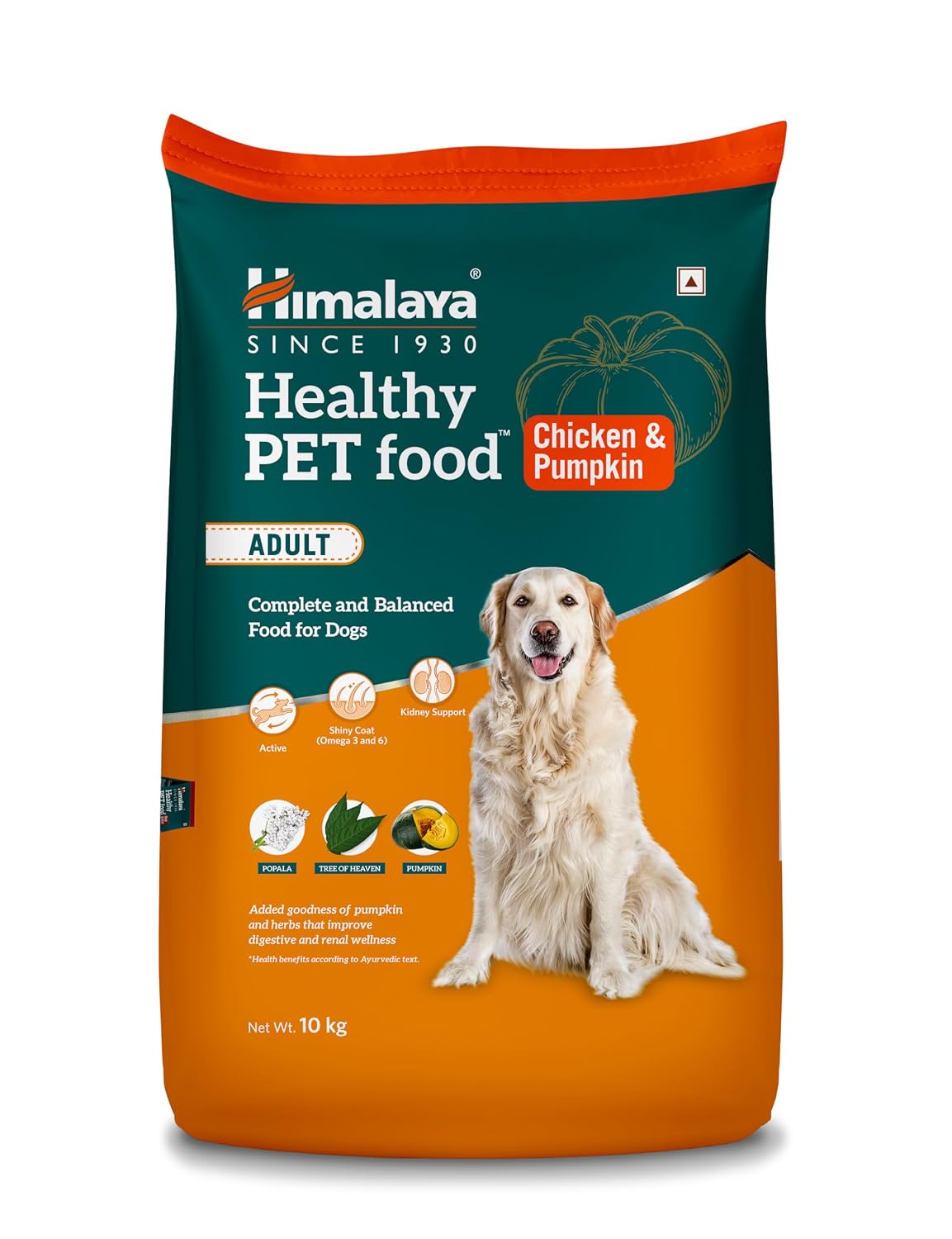 Himalaya Healthy PET Food for Adult Dogs | Chicken & Pumpkin | 10kg | Complete & Balanced Nutrition with Mountain Knot Grass, Tree of Heaven, Guduchi & Pumpkin