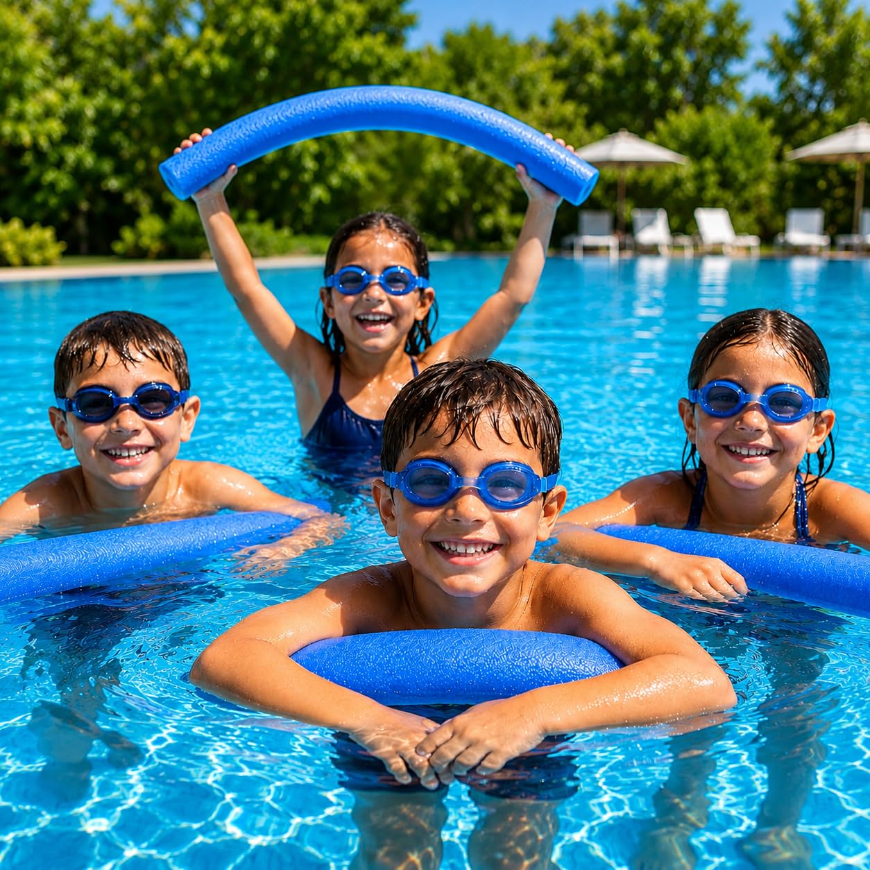 Fitfix® Blue Swimming Foam Noodles for Training Floating for Kids & Adults 1.5 Meter Length-Pool Decoration Item for Boys and Girls Learning Swim