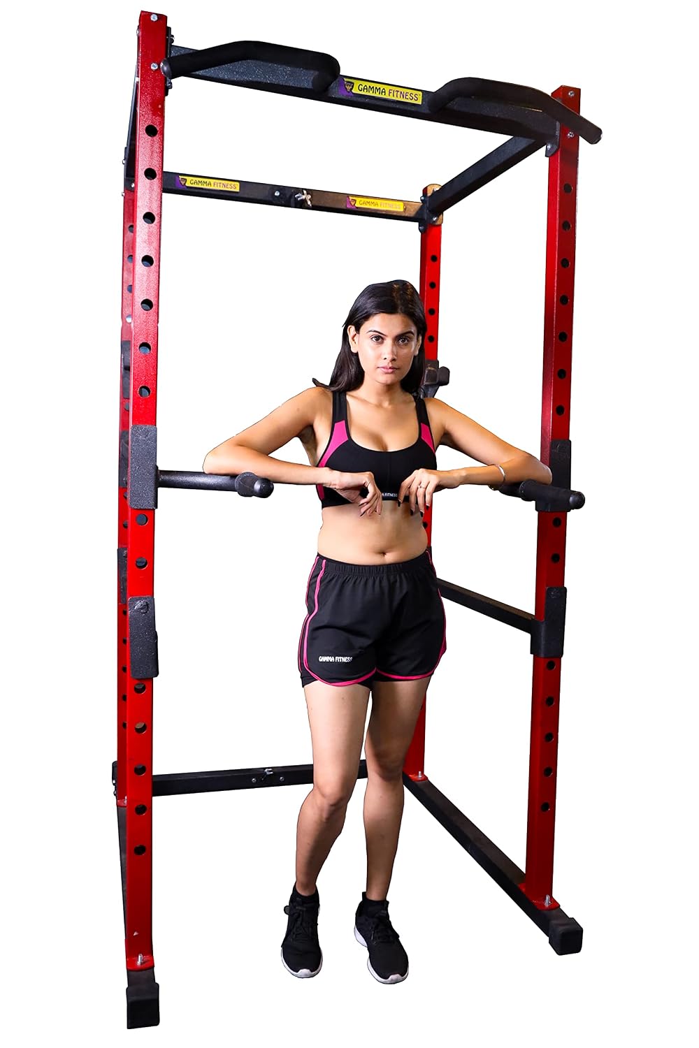 Gamma Fitness Power Squat Rack PR-04 – Heavy-Duty 2.5 x 2.5 inch Frame with Inter-Locking Attachment Mechanism