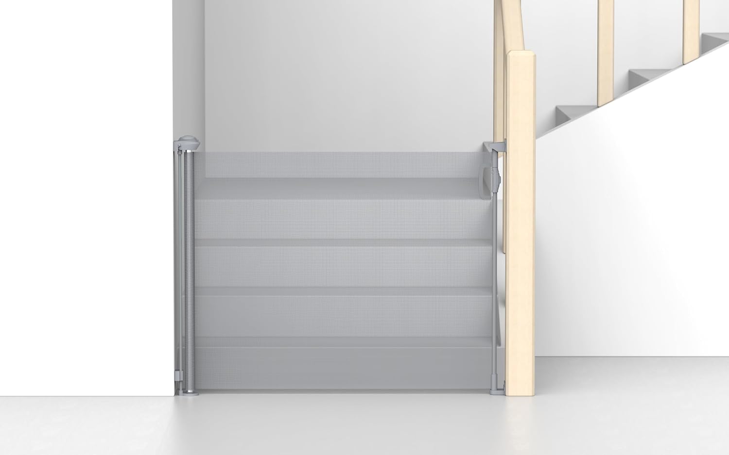 Kids Station Retractable Safety Gate for Kids – Barrier Fence – Safety Gate for Door&Hallways – Dog Gate with Easy Walk-Thru – Height 90cm or 2.9ft – Expandable to 140cm or 4.6ft (Grey)