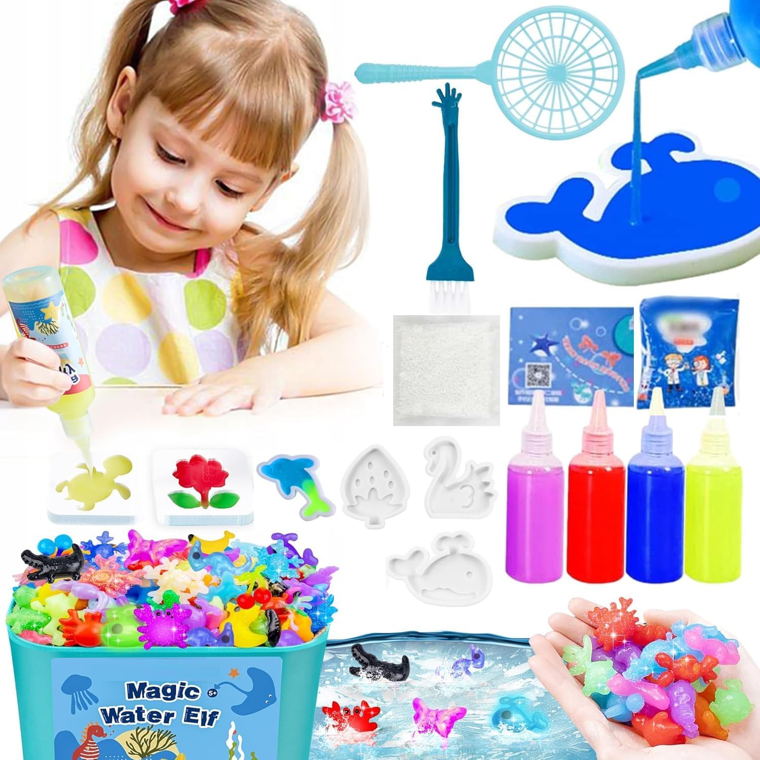 Amitasha 3D Water Spirit Magic Art ELF Craft Kit Water Gel Toys Mould Jelly Activity Fun Educational Soft Squeeze Birthday Gift for Boys Girls